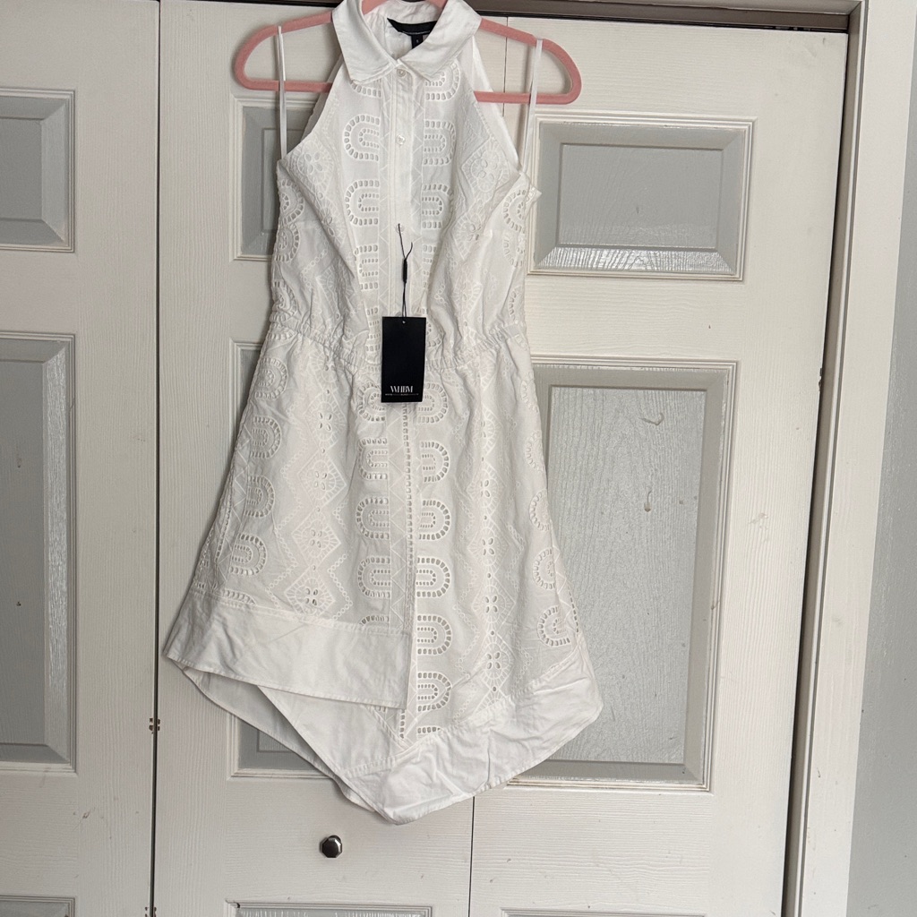 White House Black Market Cotton Eyelet Asymmetrical Dress Size Small Nwt
